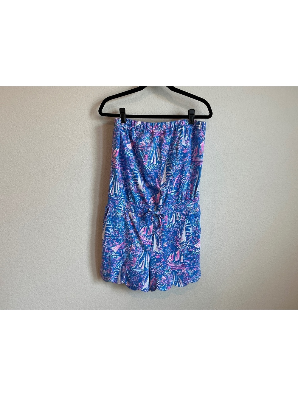 Lilly Pulitzer Strapless Romper with Sailboat Print L